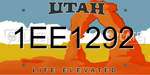 1EE1292 Utah License Plate