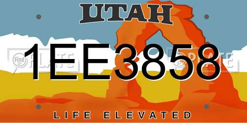 1EE3858 Utah License Plate