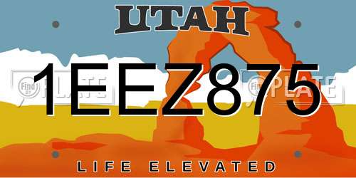 1EEZ875 Utah License Plate