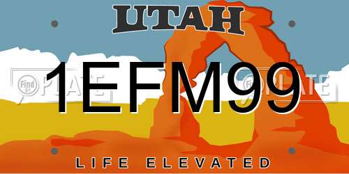 1EFM99 Utah License Plate