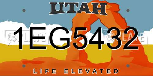 1EG5432 Utah License Plate