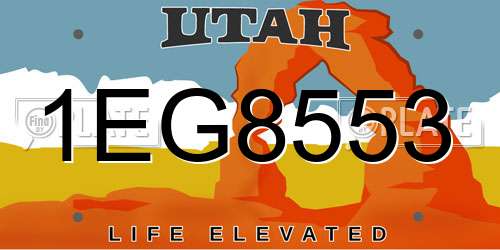 1EG8553 Utah License Plate
