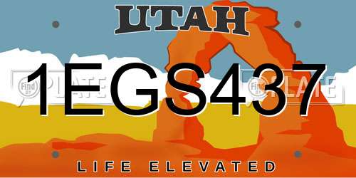 1EGS437 Utah License Plate