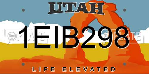 1EIB298 Utah License Plate