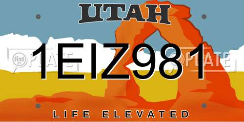 1EIZ981 Utah License Plate