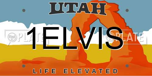 1ELVIS Utah License Plate