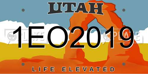 1EO2019 Utah License Plate
