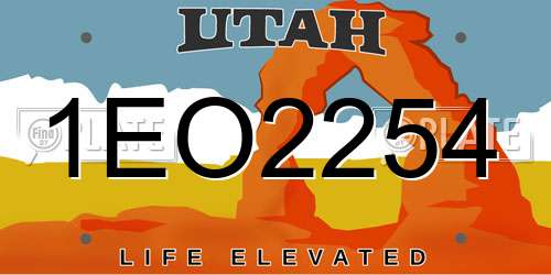 1EO2254 Utah License Plate