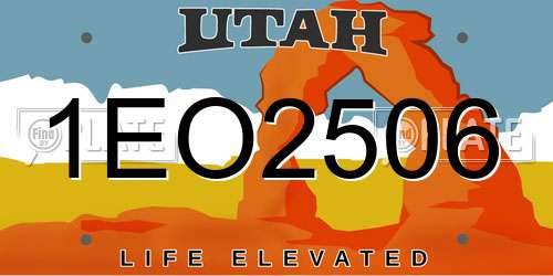 1EO2506 Utah License Plate