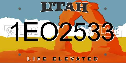 1EO2533 Utah License Plate