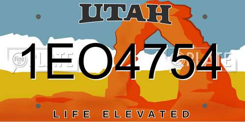 1EO4754 Utah License Plate