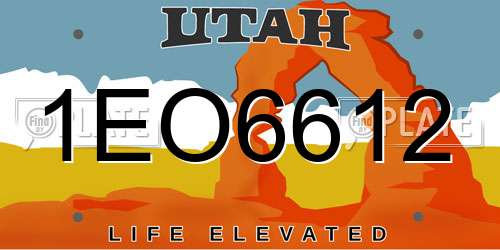 1EO6612 Utah License Plate
