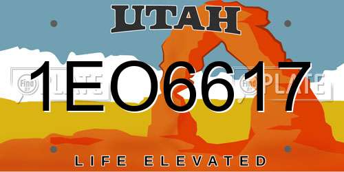1EO6617 Utah License Plate