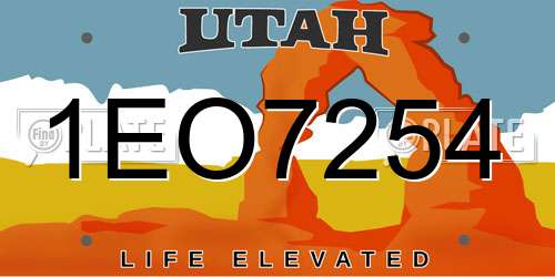 1EO7254 Utah License Plate