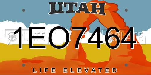 1EO7464 Utah License Plate