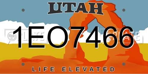 1EO7466 Utah License Plate