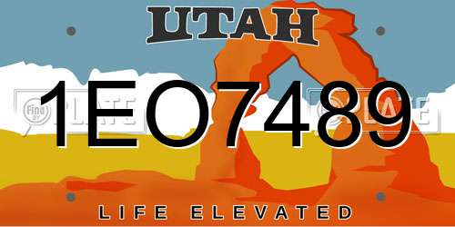 1EO7489 Utah License Plate
