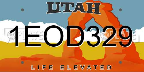 1EOD329 Utah License Plate