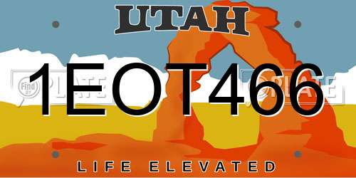 1EOT466 Utah License Plate