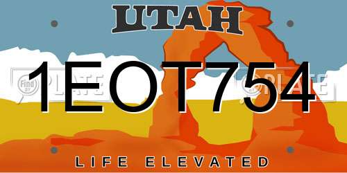 1EOT754 Utah License Plate