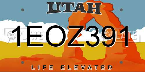 1EOZ391 Utah License Plate