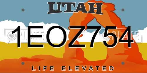 1EOZ754 Utah License Plate