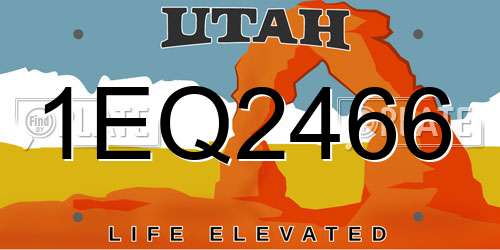 1EQ2466 Utah License Plate