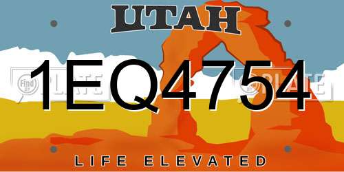 1EQ4754 Utah License Plate