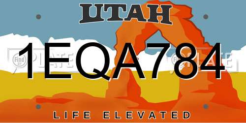 1EQA784 Utah License Plate