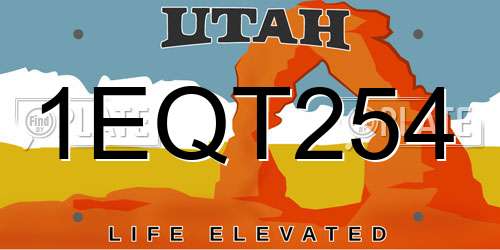 1EQT254 Utah License Plate