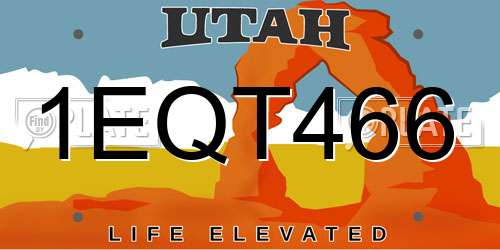 1EQT466 Utah License Plate