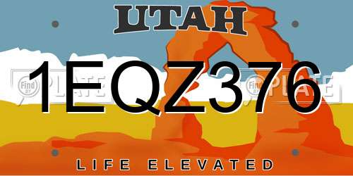 1EQZ376 Utah License Plate