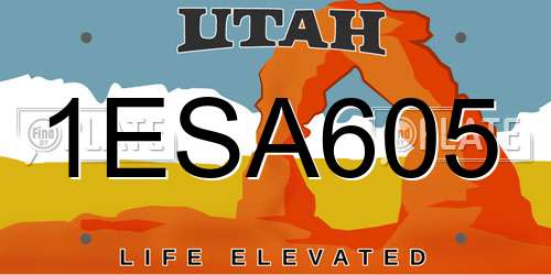 1ESA605 Utah License Plate
