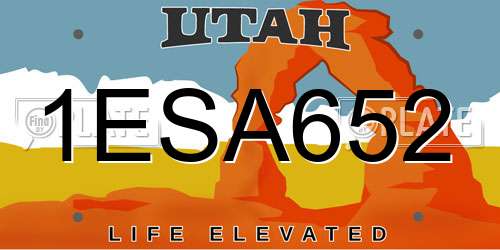 1ESA652 Utah License Plate