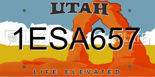 1ESA657 Utah License Plate