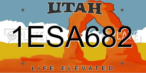 1ESA682 Utah License Plate