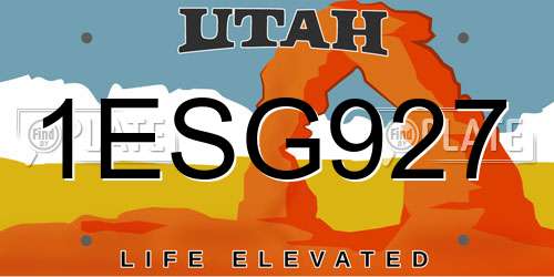 1ESG927 Utah License Plate