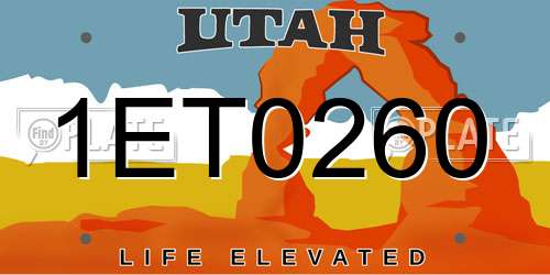 1ET0260 Utah License Plate