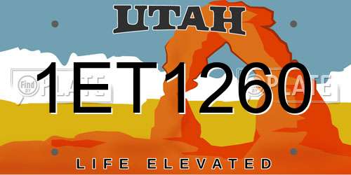 1ET1260 Utah License Plate