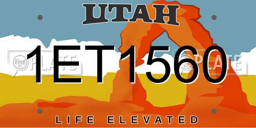 1ET1560 Utah License Plate