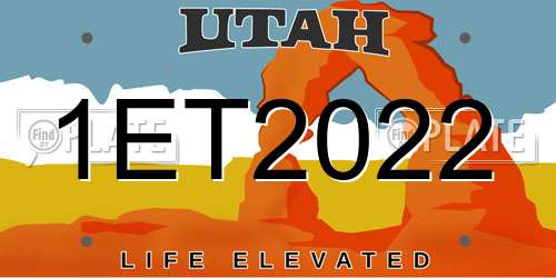 1ET2022 Utah License Plate