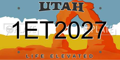 1ET2027 Utah License Plate