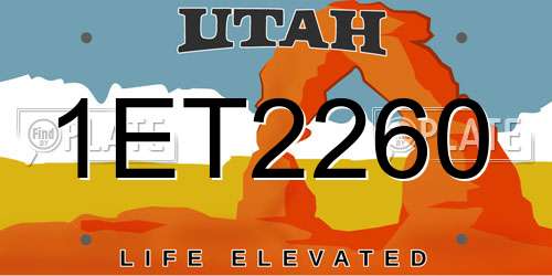 1ET2260 Utah License Plate