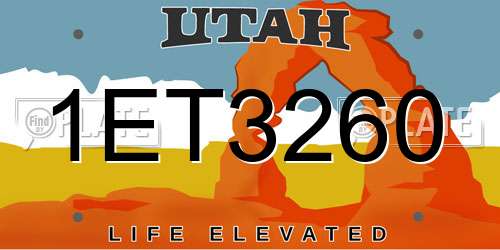 1ET3260 Utah License Plate