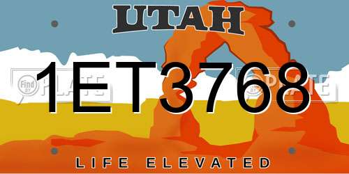 1ET3768 Utah License Plate