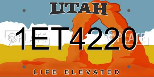 1ET4220 Utah License Plate