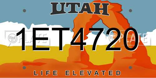 1ET4720 Utah License Plate