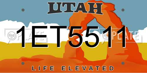 1ET5511 Utah License Plate