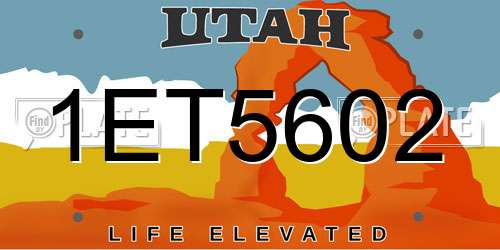 1ET5602 Utah License Plate