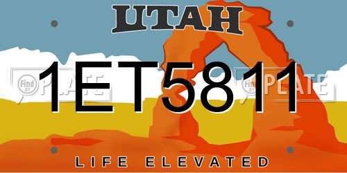 1ET5811 Utah License Plate